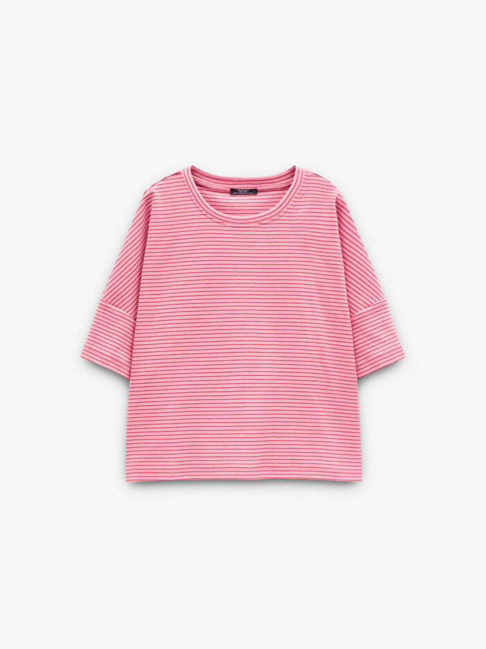 Çizgili Pamuklu T-Shirt