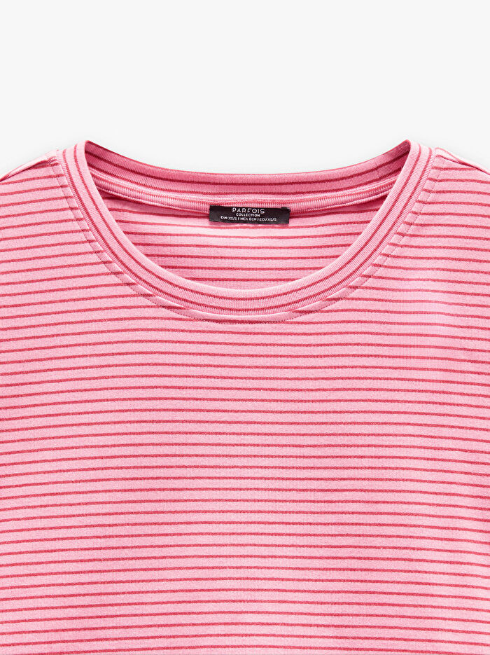 Çizgili Pamuklu T-Shirt