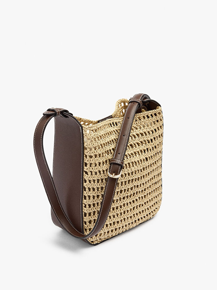 İçi Çıkarılabilir Hasır Görünümlü Omuz Çanta