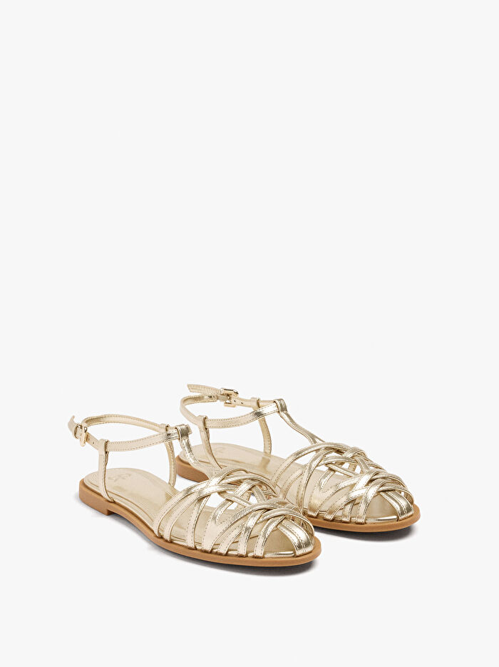 Örme Bantlı Düz Sandalet