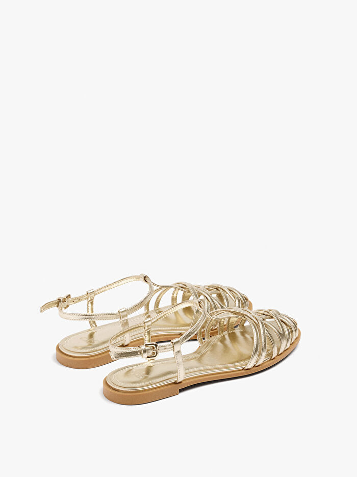 Örme Bantlı Düz Sandalet