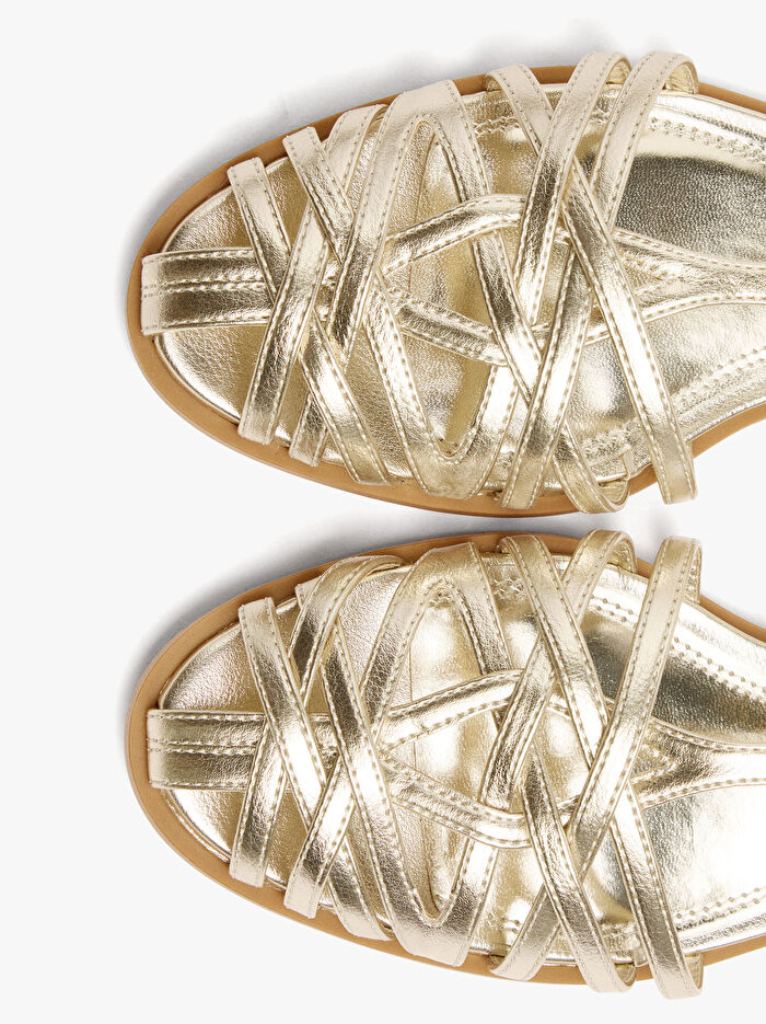 Örme Bantlı Düz Sandalet