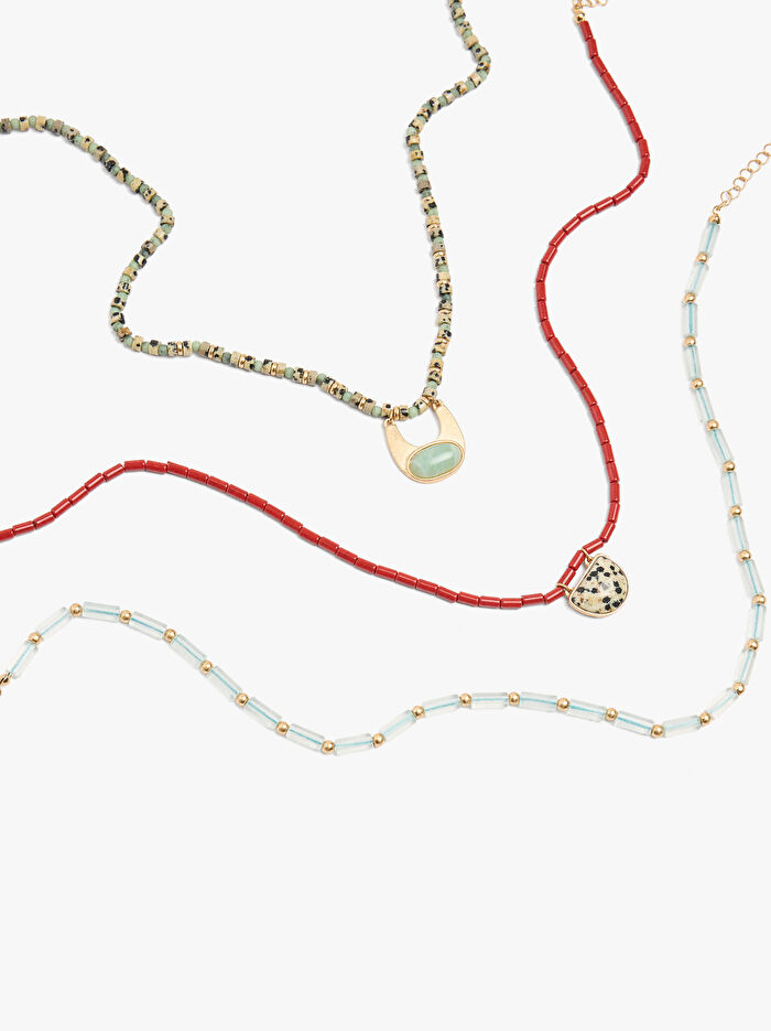 Taş Boncuklu Kolye Seti