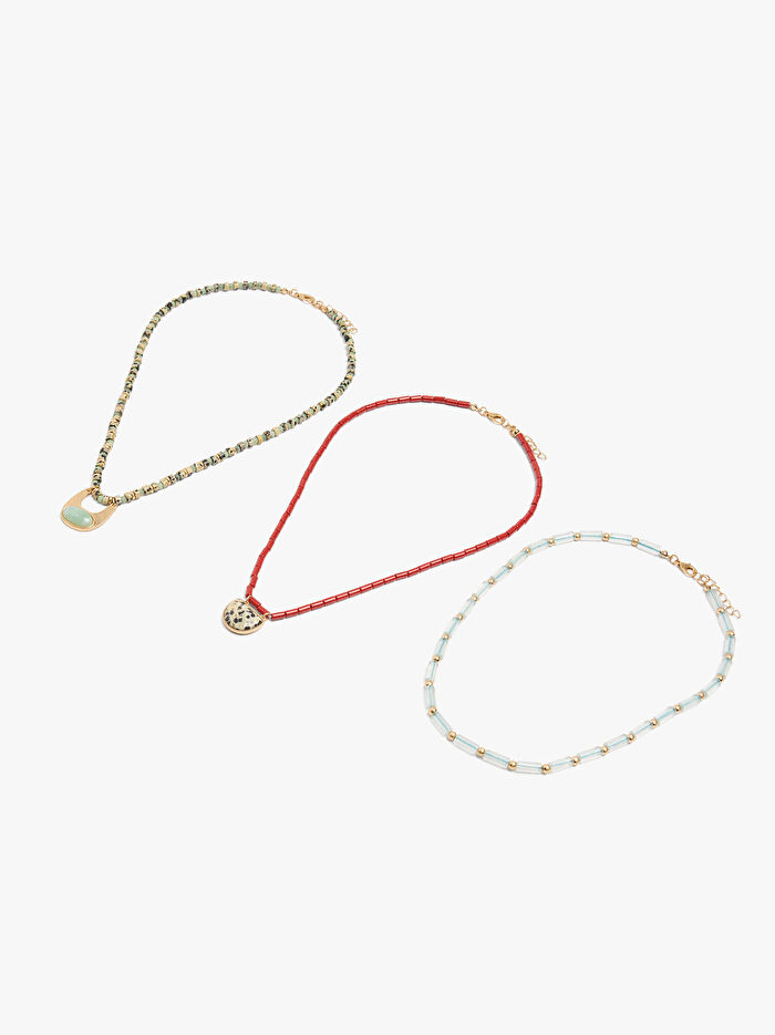 Taş Boncuklu Kolye Seti