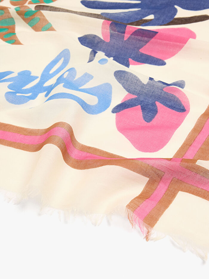 %100 Pamuklu Kare Desenli Fular