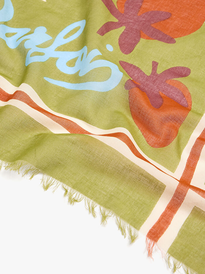 %100 Pamuklu Kare Desenli Fular