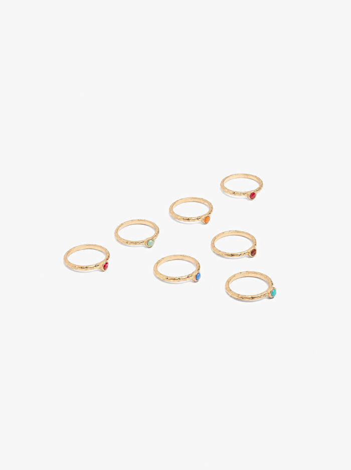 Renkli Detaylı Yüzük Seti