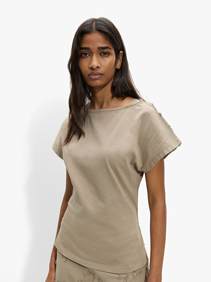 %100 Pamuk Nakışlı Bluz