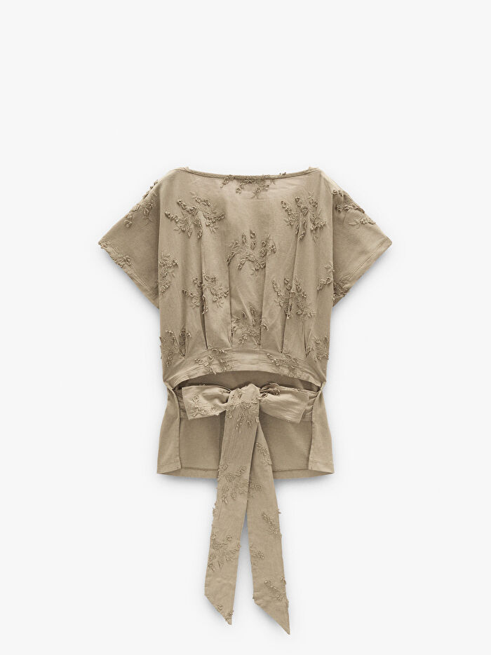 %100 Pamuk Nakışlı Bluz