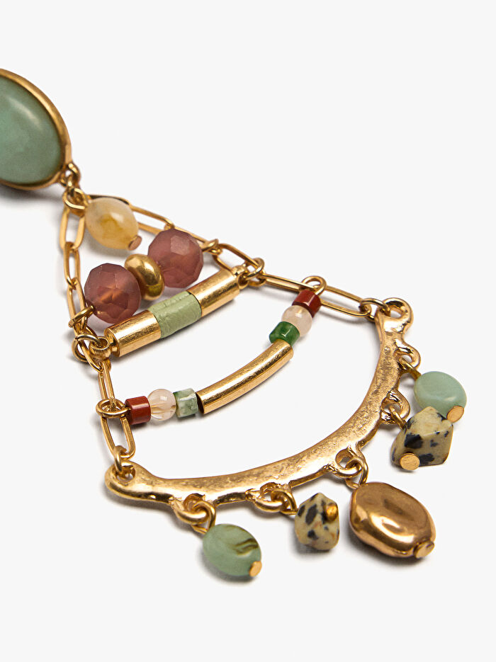 Taşlı Üçgen Küpe