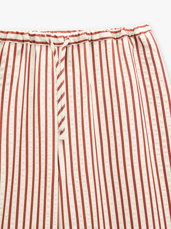 Çizgili Düz Pantolon