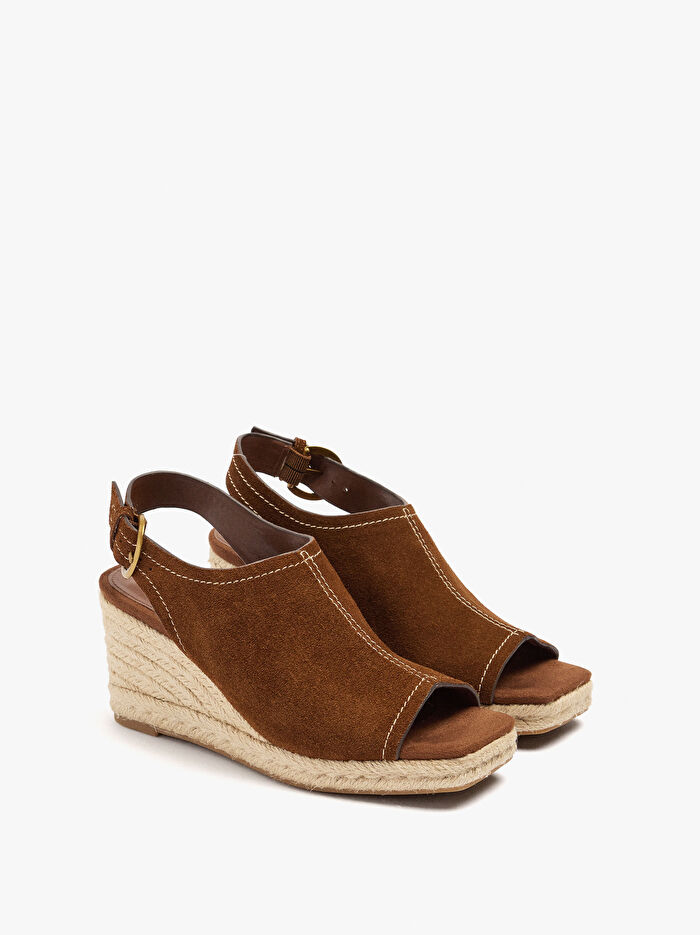 Jüt Topuklu Deri Sandalet