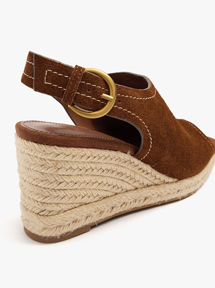 Jüt Topuklu Deri Sandalet