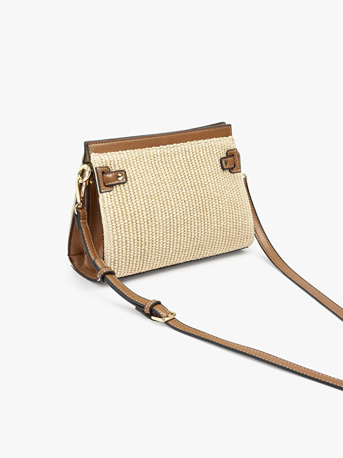 Hasır Desenli Çapraz Askılı El Çantası