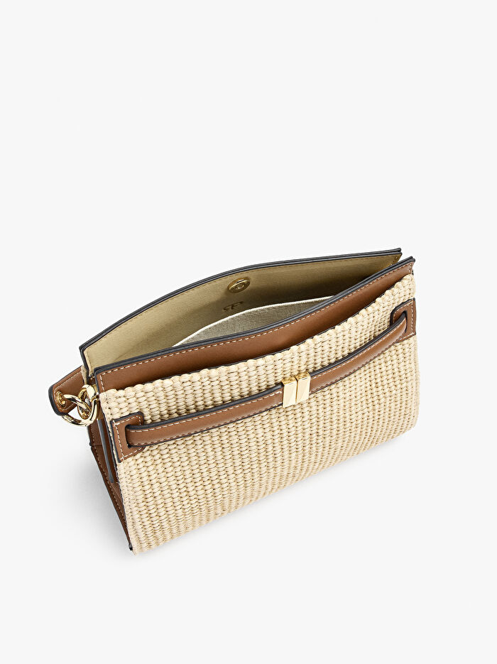 Hasır Desenli Çapraz Askılı El Çantası