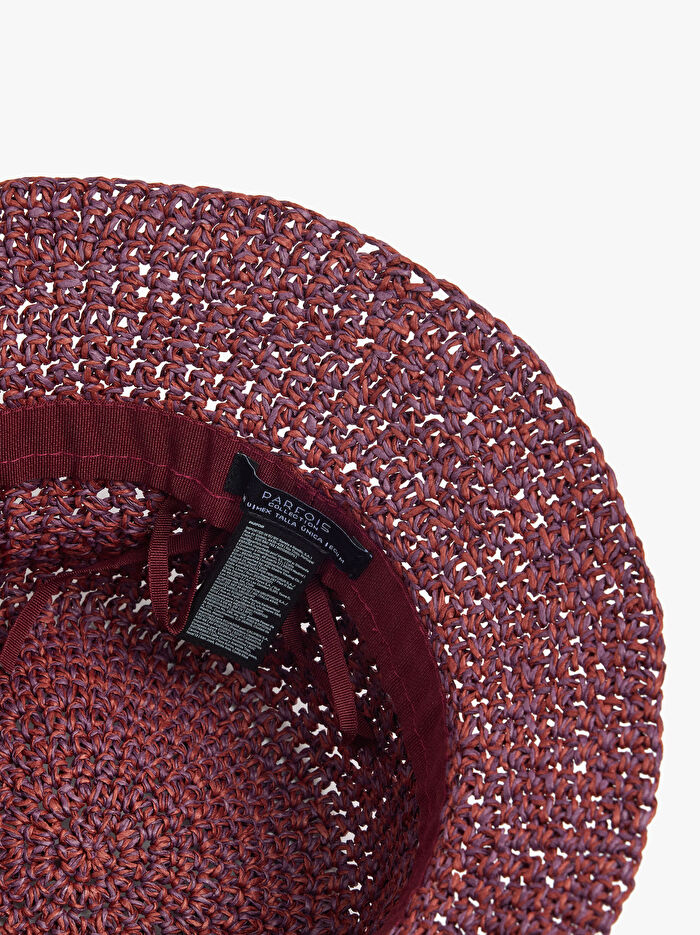 Kağıt Hasır Efektli Bucket Şapka