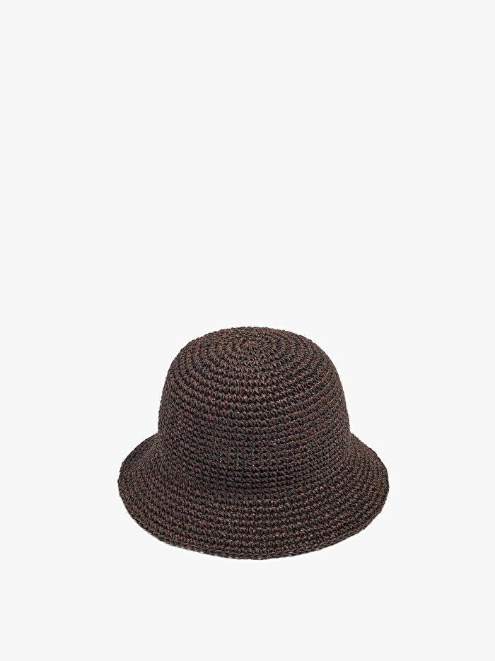Kağıt Hasır Efektli Bucket Şapka