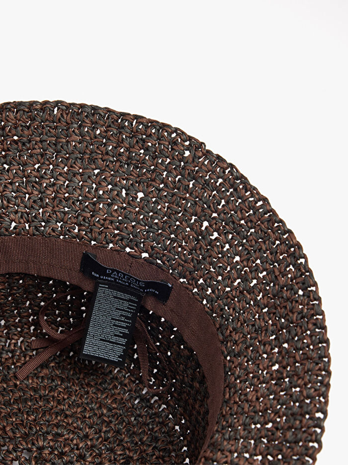 Kağıt Hasır Efektli Bucket Şapka