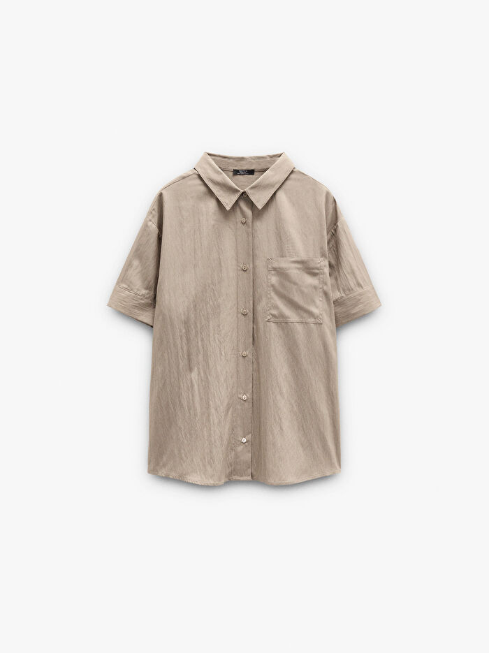 Kırışık Efektli ve Cepli Gömlek