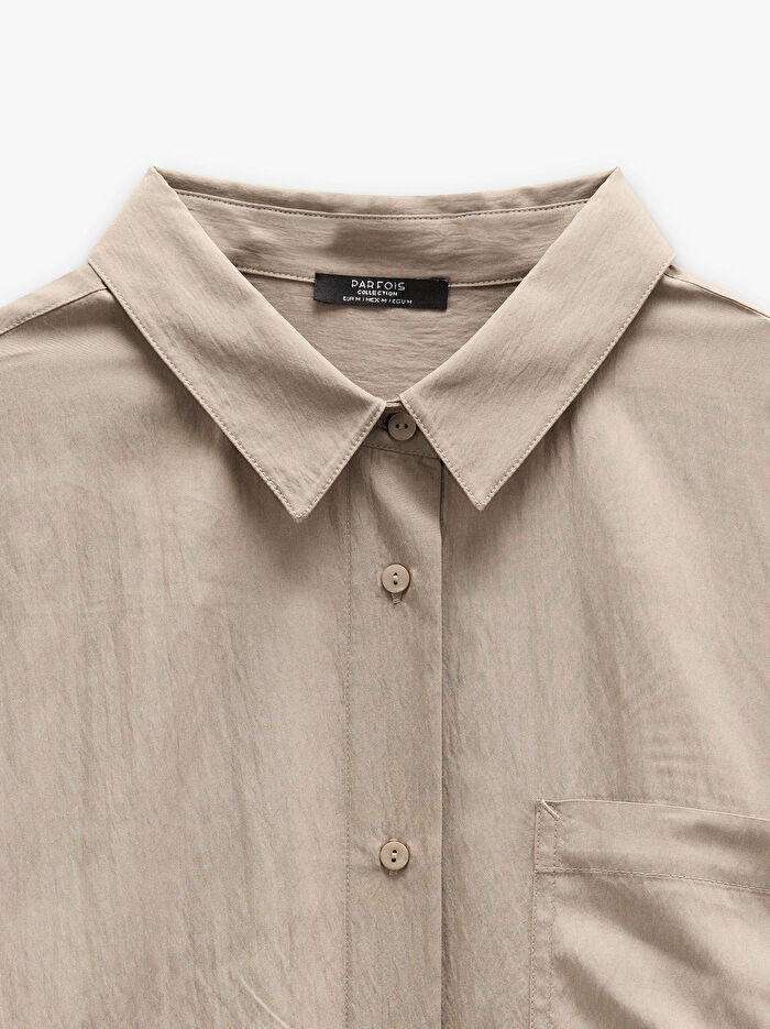 Kırışık Efektli ve Cepli Gömlek