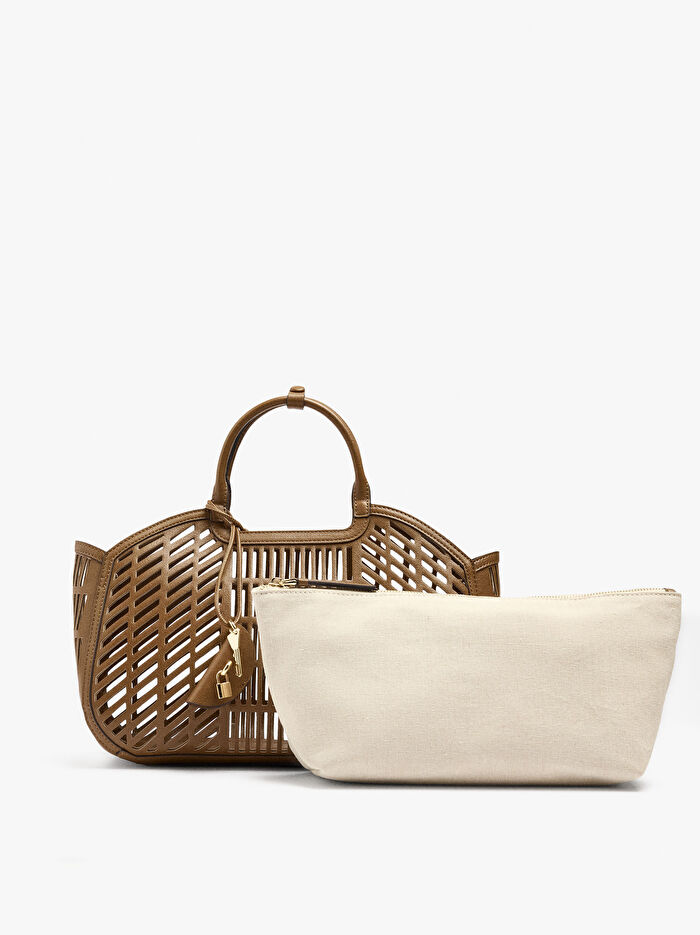 Çıkarılabilir Cepli Delikli Tote Çanta L