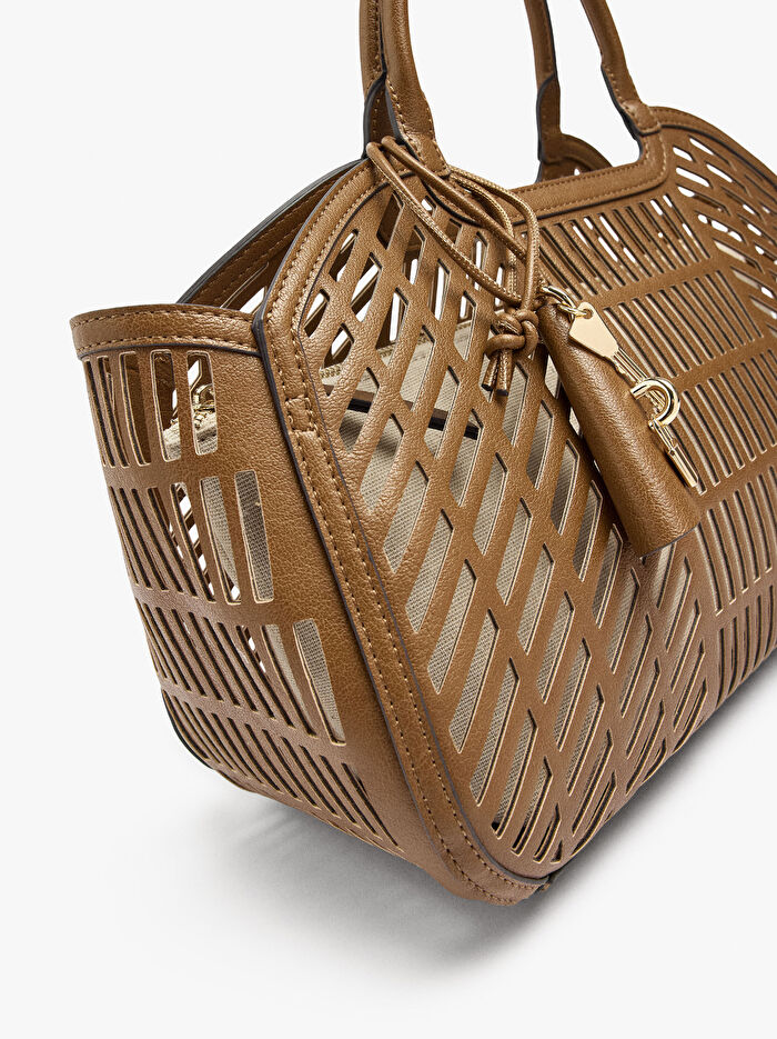 Çıkarılabilir Cepli Delikli Tote Çanta L