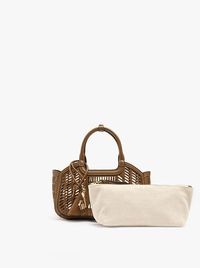 Çıkarılabilir Cepli Delikli Tote Çanta M