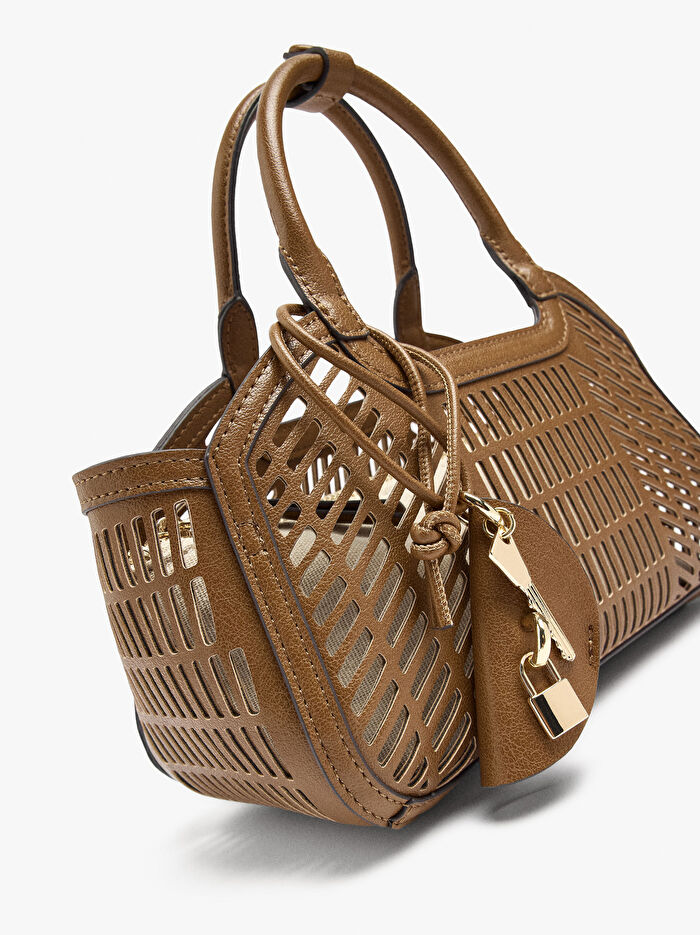 Çıkarılabilir Cepli Delikli Tote Çanta M