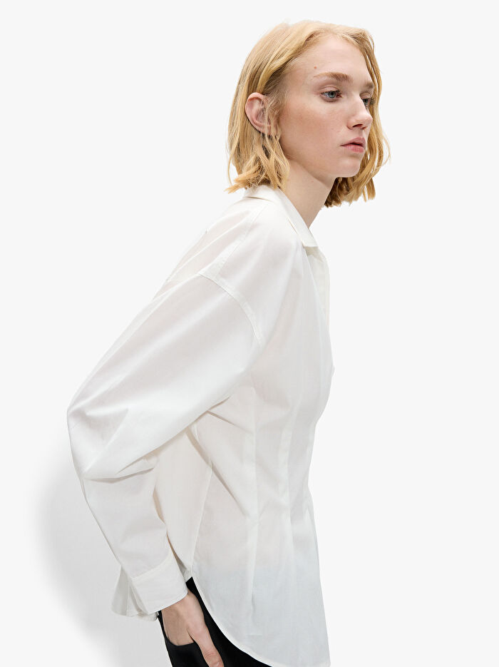 Pamuk Karışımlı Pensli Gömlek