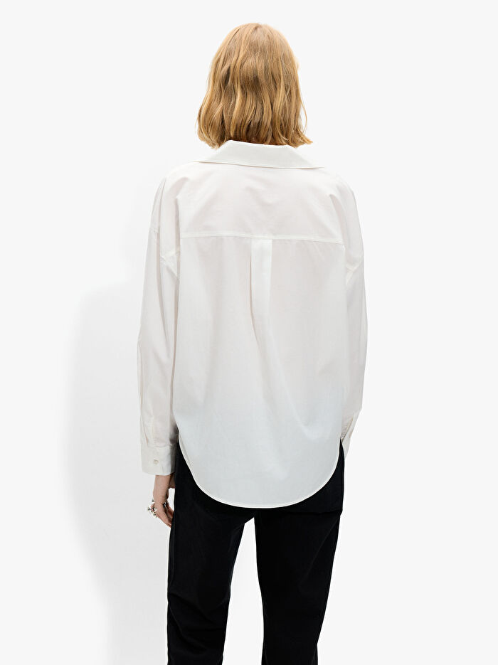 Pamuk Karışımlı Pensli Gömlek