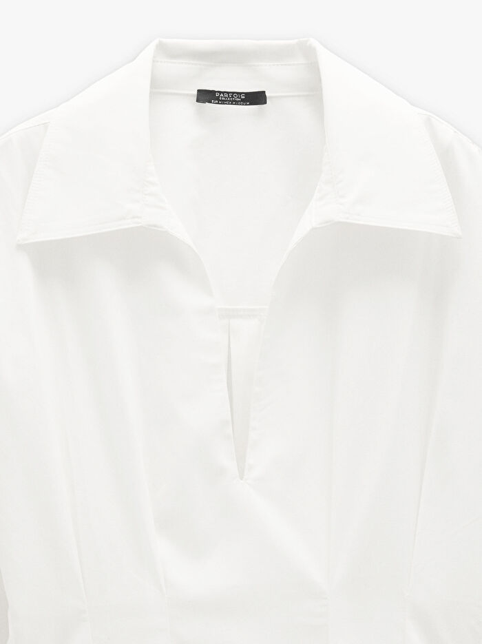 Pamuk Karışımlı Pensli Gömlek