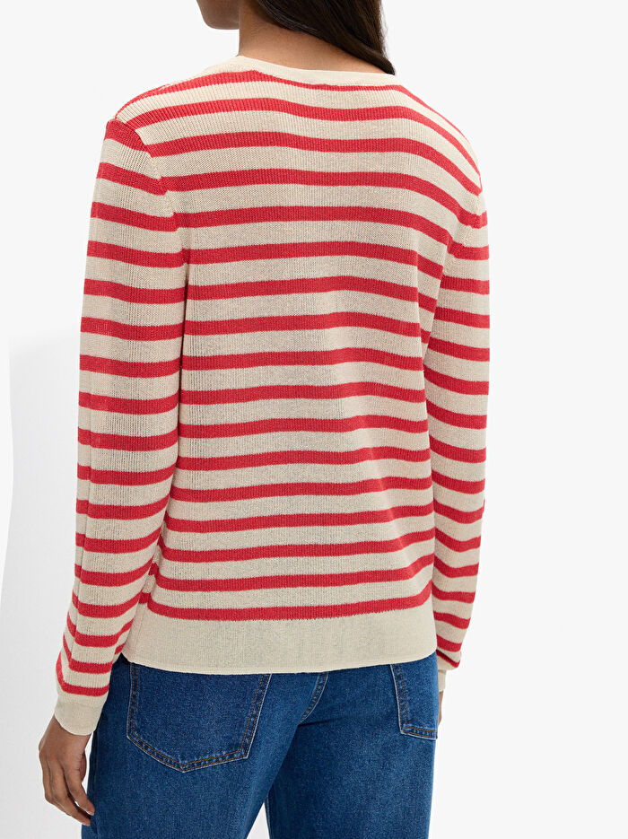 Çizgili Örme Hırka