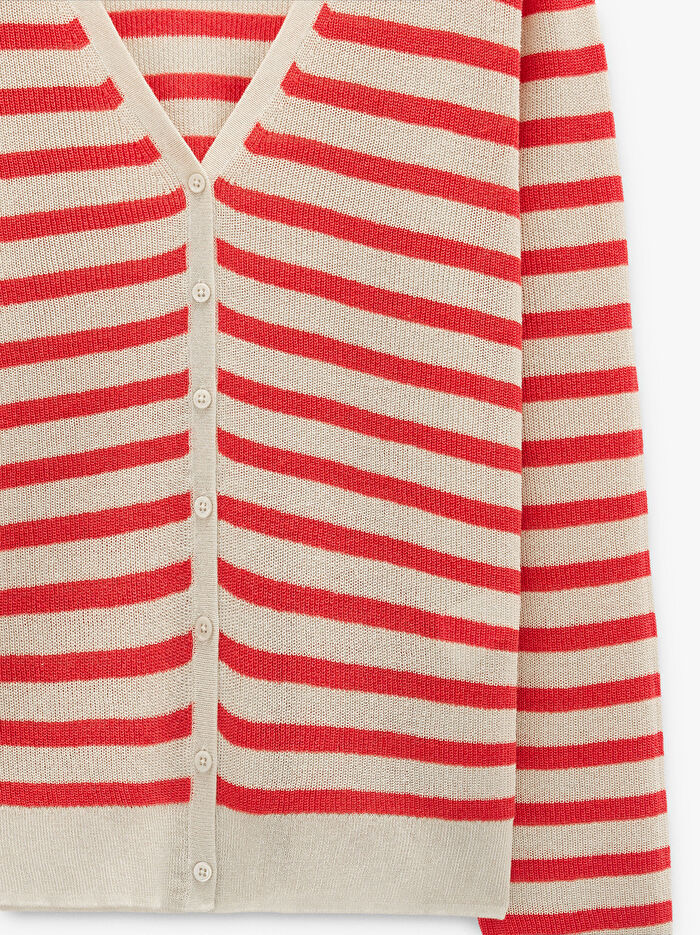 Çizgili Örme Hırka