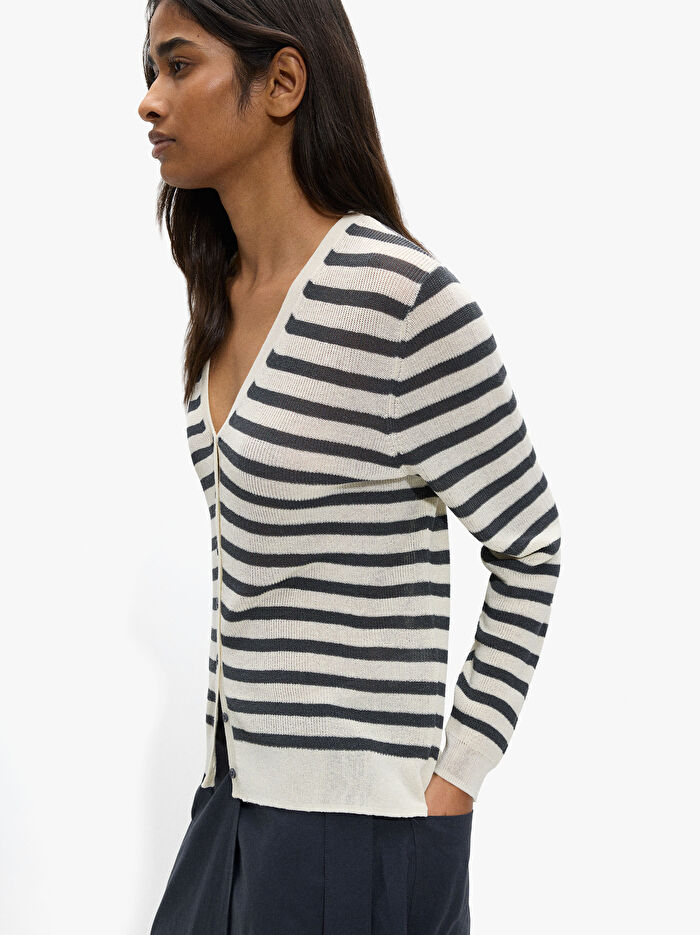 Çizgili Örme Hırka