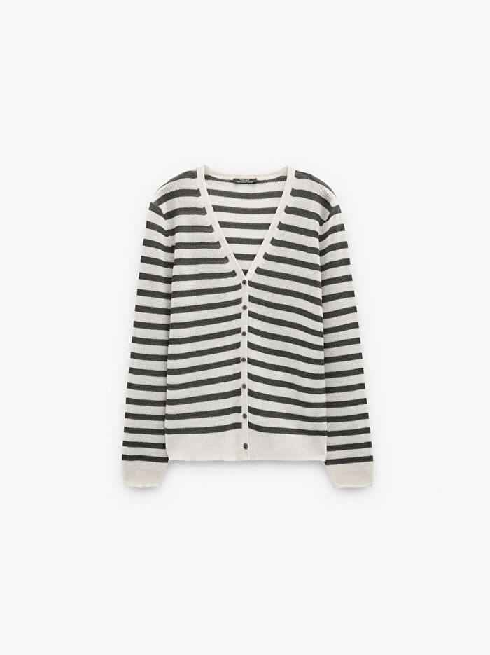 Çizgili Örme Hırka