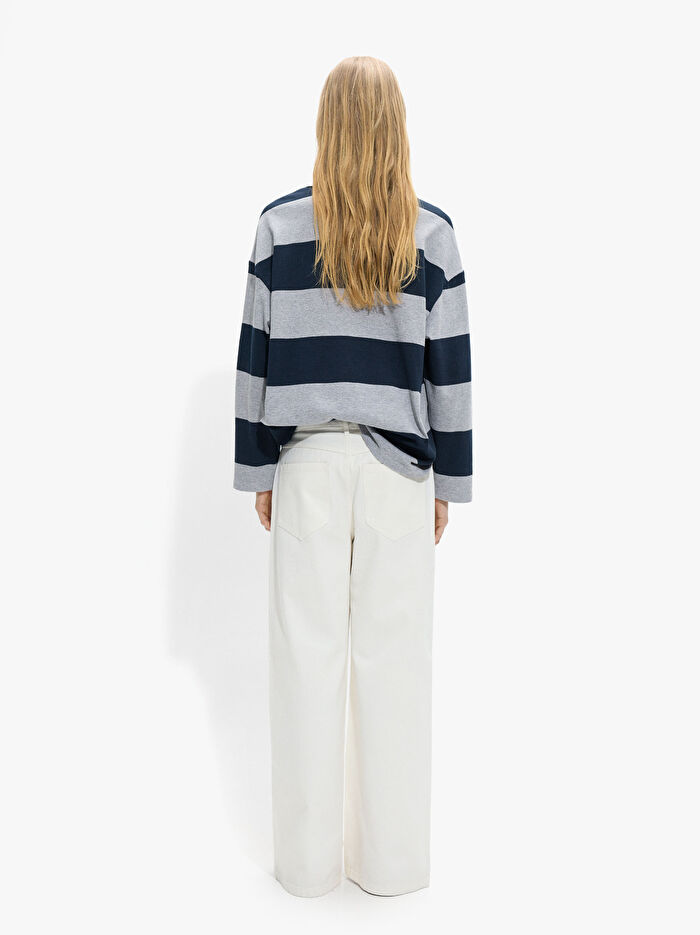 %100 Pamuk Ayarlanabilir İpli Denim Pantolon