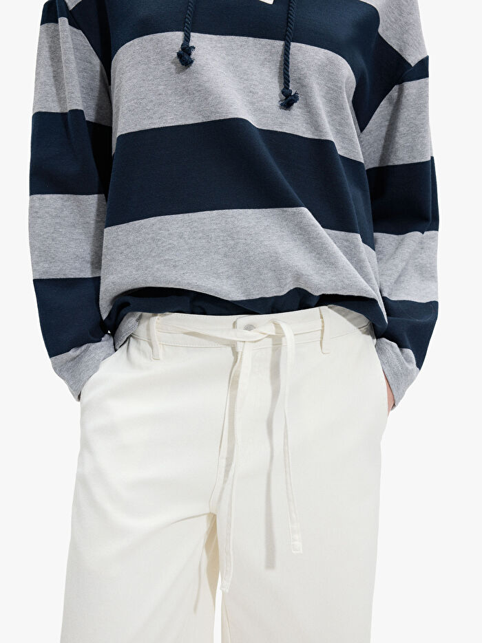 %100 Pamuk Ayarlanabilir İpli Denim Pantolon