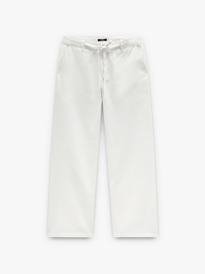 %100 Pamuk Ayarlanabilir İpli Denim Pantolon