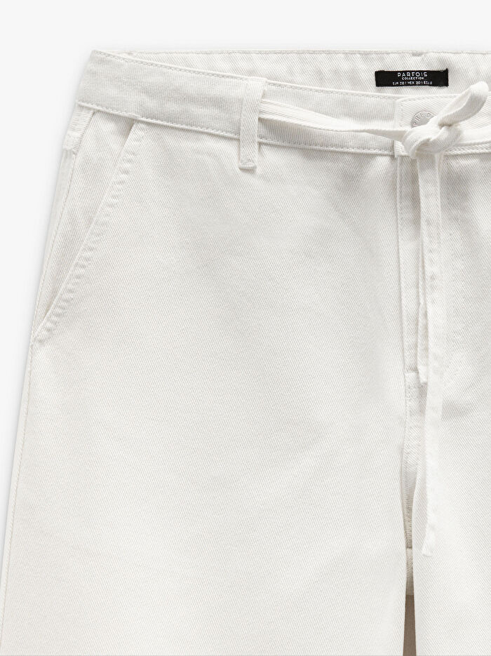 %100 Pamuk Ayarlanabilir İpli Denim Pantolon