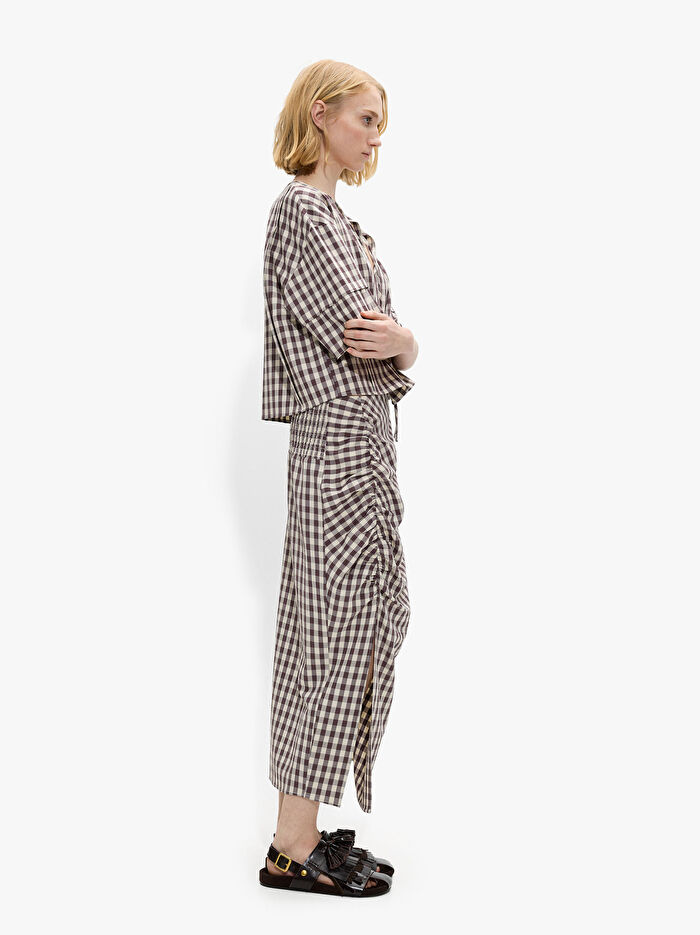 Kareli ve Fiyonklu Bluz