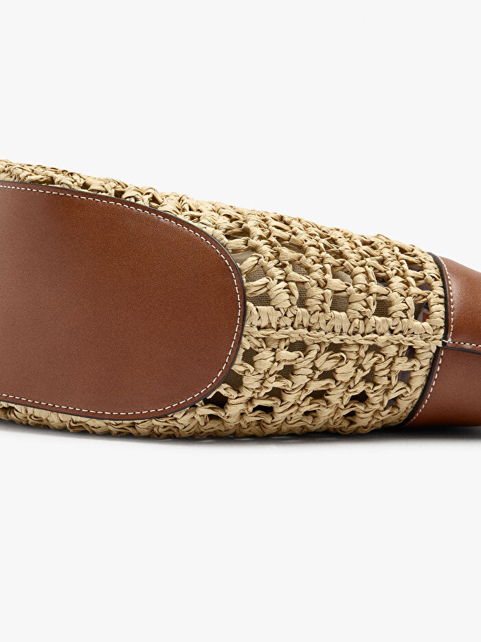 İçi Çıkarılabilir Hasır Görünümlü Shopper Çanta