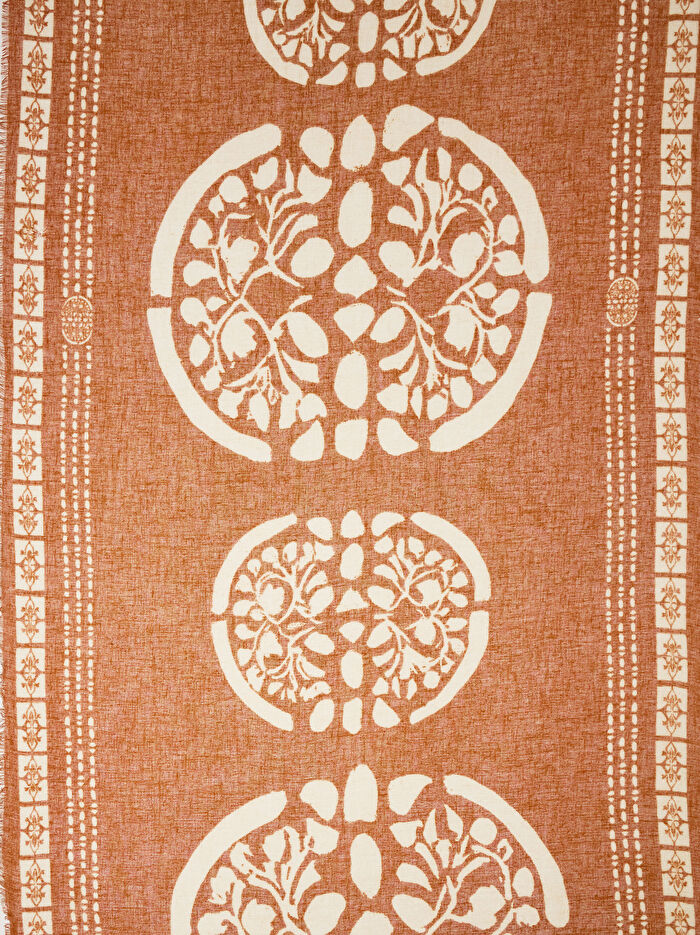 Keten Karışımlı Desenli Şal