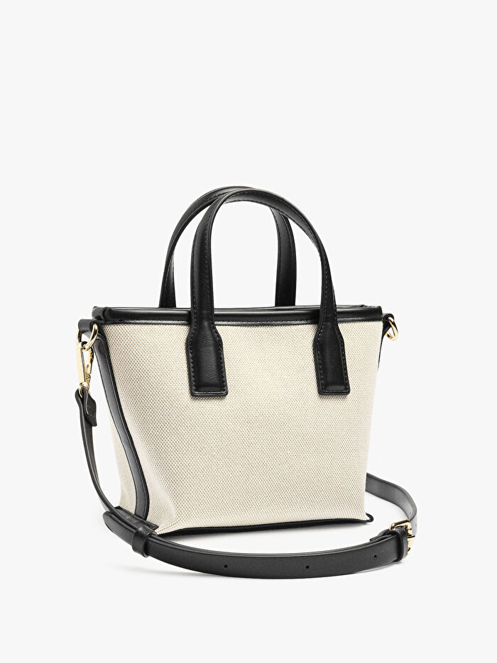 Çapraz Askılı Hasır Efektli Tote Çanta