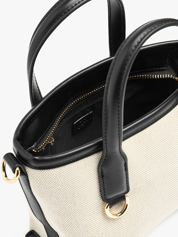 Çapraz Askılı Hasır Efektli Tote Çanta