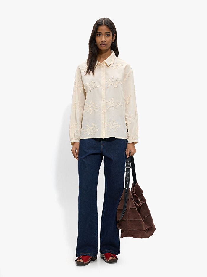 %100 Pamuklu Nakışlı Gömlek