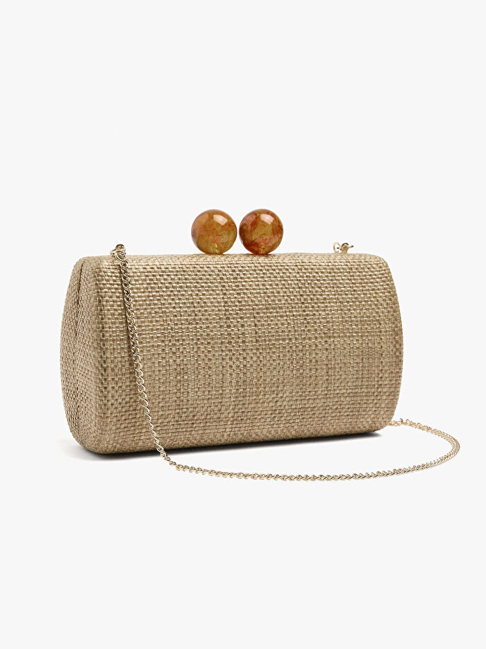 Hasır Desenli Parti Çantası