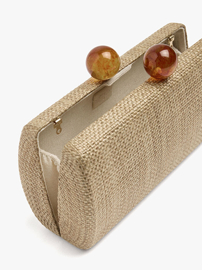 Hasır Desenli Parti Çantası