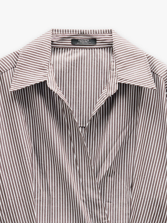 %100 Pamuk Çizgili Uzun Elbise