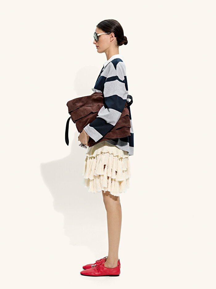 Püsküllü İpek Karışımlı Etek