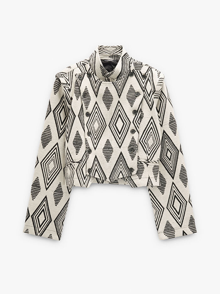 Elmas Desenli Jakarlı Ceket